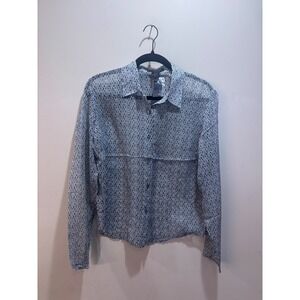 NWT The Limited 100% Silk Geometric Print Button Down Shirt Womens Size S Sheer